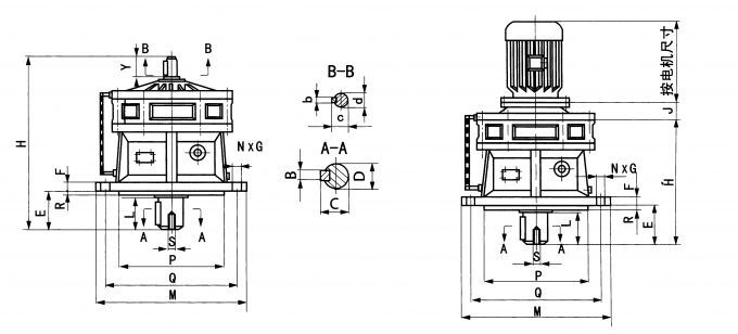 Two Stage Inline Small Cycloidal Gearbox Reducer BL, BLD, XL, XLD Type 0
